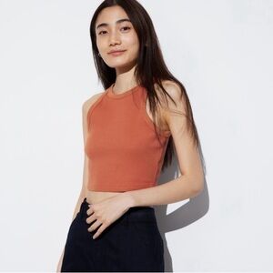 NWT Uniqlo Ribbed Crop Tank Top Orange Size L